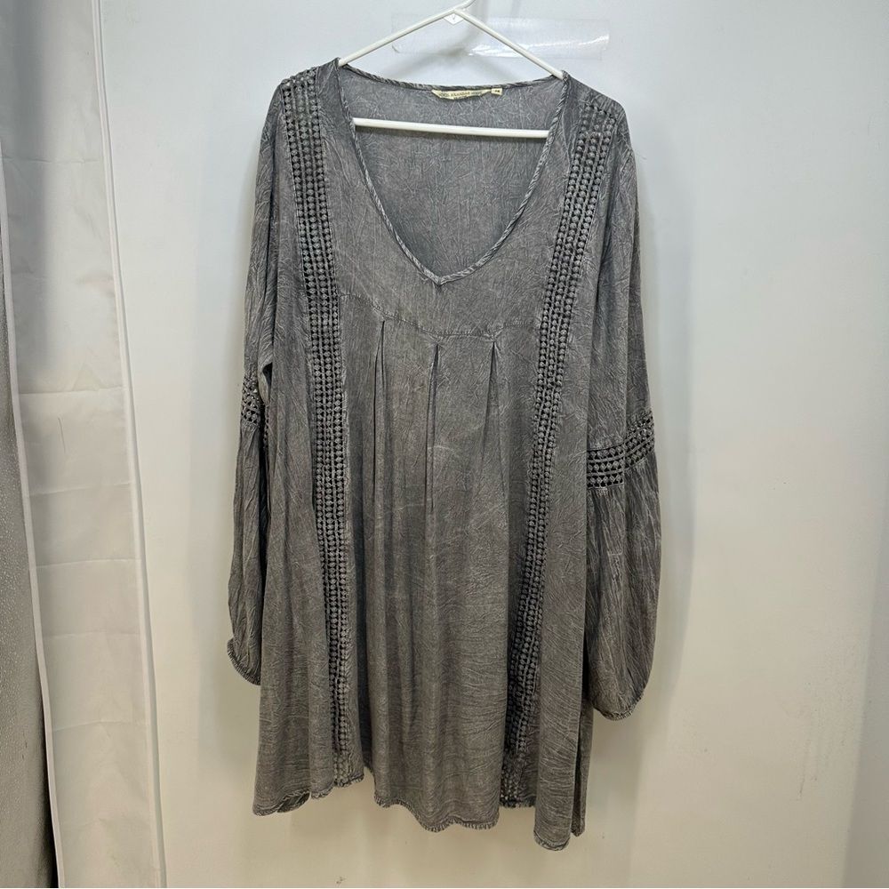 Anandas Collection Size 2x Gray Boho Festival Top… - image 1